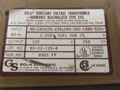 Sola 63-23-125-4 Constant Voltage Transformer