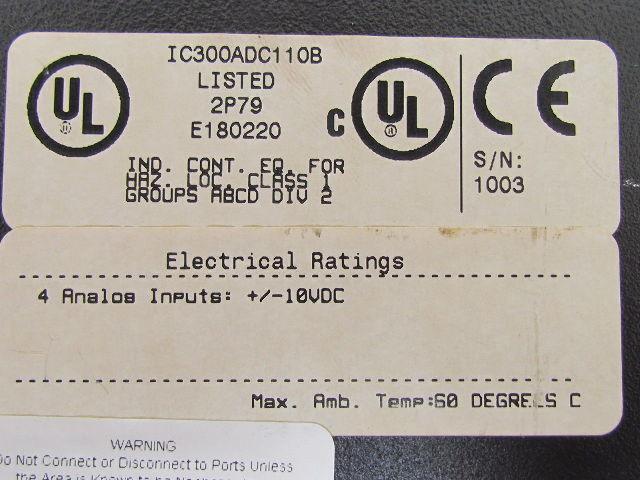 IC300ADC110B 2P79 E180220 4-Channel Analog Voltage Input Module +/-10VDC