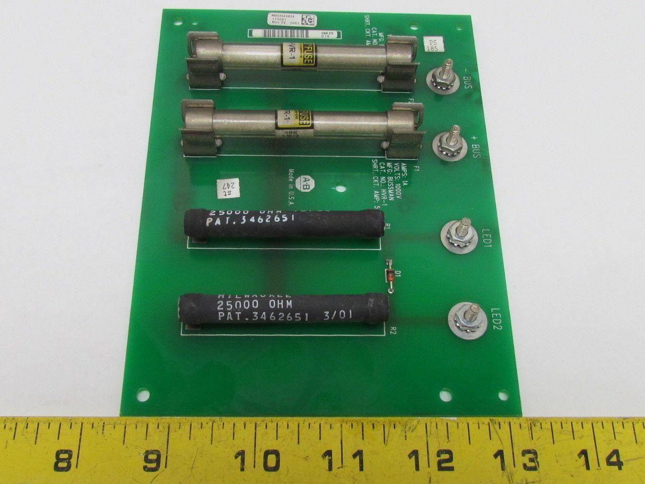 Allen Bradley 173091 Buss Fuse Milwaukee Resistor Circuit Board HVR-1 1 A 1000V