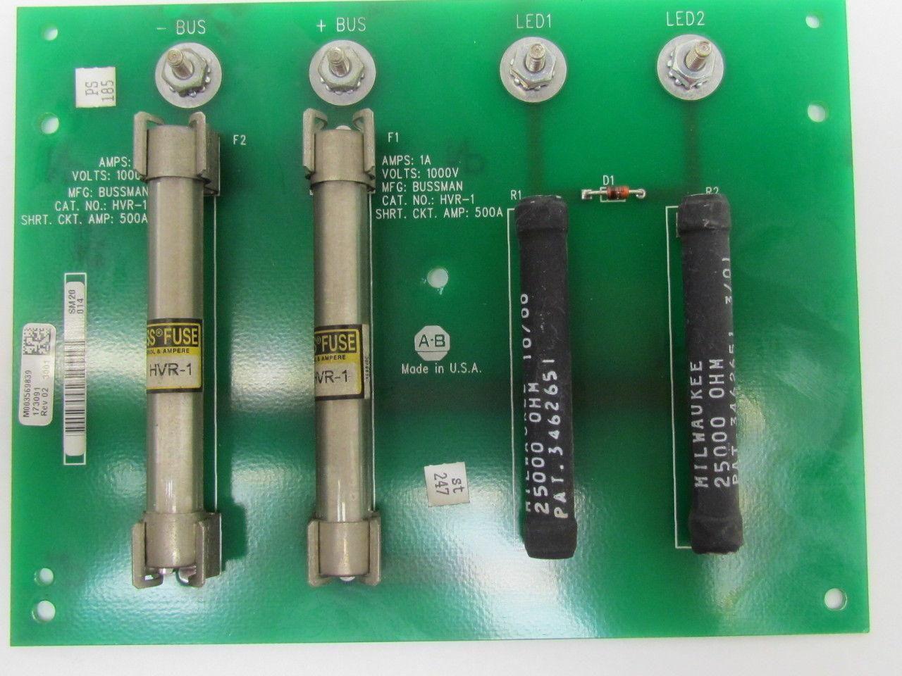 Allen Bradley 173091 Buss Fuse Milwaukee Resistor Circuit Board HVR-1 1 A 1000V