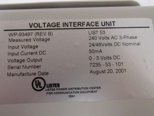 Tyco WP93497 AC Voltage Interface VIU 240V 3PH 3VDC Galaxy Millennium Controller