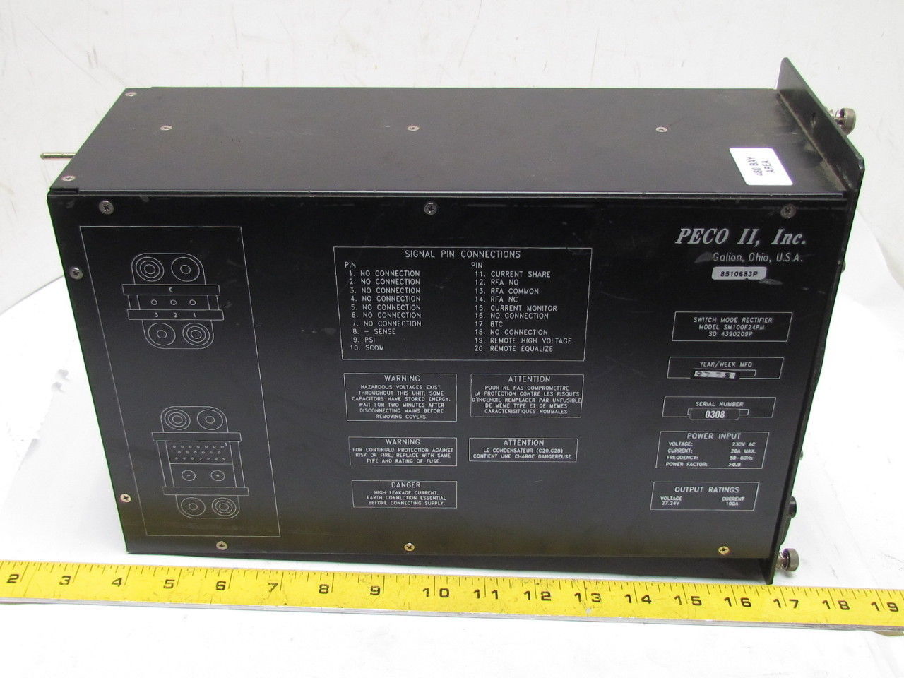 PECO II SM100F24PM 8510683P Switchmode Rectifier PEC 1016 24VDC 100 Amp