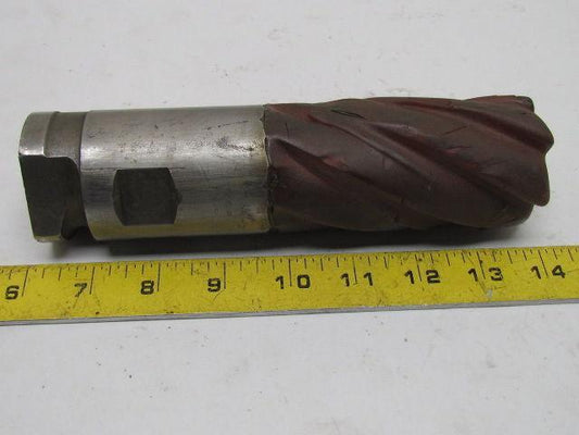 Brown & Sharpe 2" RH 6 Flute HSS 4" Cut End Mill 2" Combination Shank Sharpened