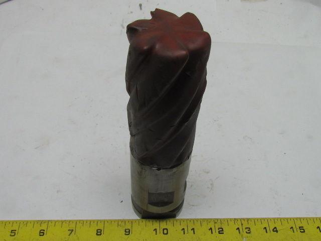 Brown & Sharpe 2" RH 6 Flute HSS 4" Cut End Mill 2" Combination Shank Sharpened