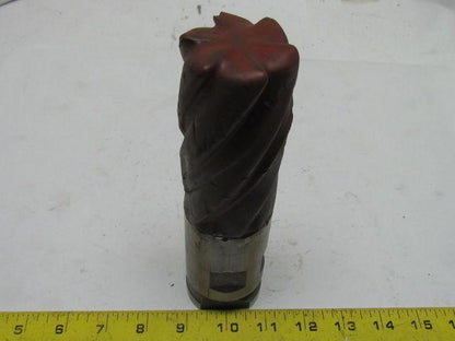Brown & Sharpe 2" RH 6 Flute HSS 4" Cut End Mill 2" Combination Shank Sharpened