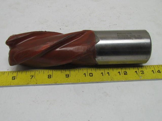 T301G1-43L 2" Right Hand 4 Flute HSS 4" Cut End Mill 2" Straight Shank Sharpened