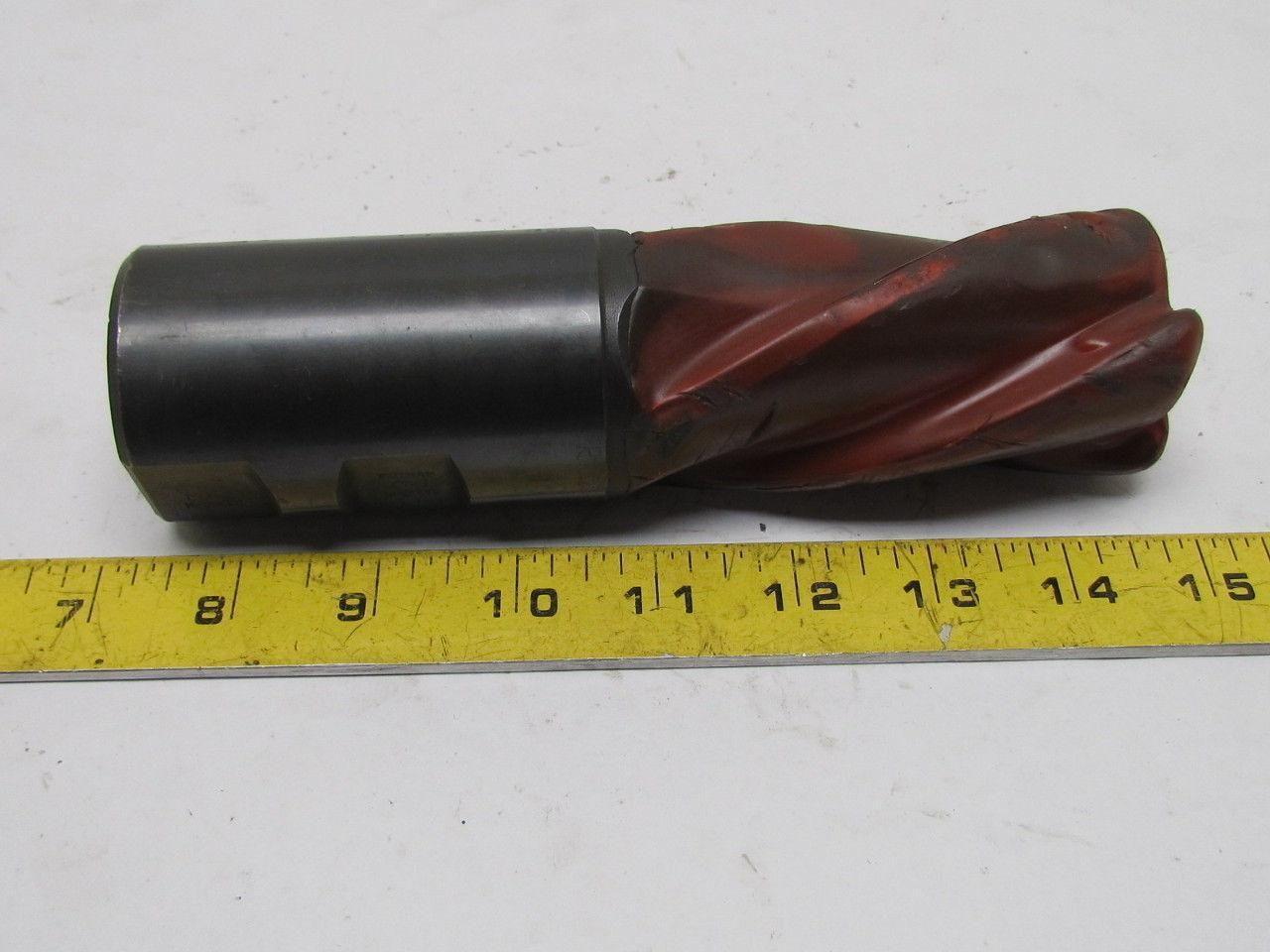 Putnam M3-2 2" Left Hand 4 Flute HSS 3-3/4" Cut End Mill 2" Straight Shank