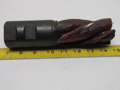 Putnam M3-2 2" Left Hand 4 Fute HSS 4" Cut End Mill 2" Straight Shank 7-3/4" OAL
