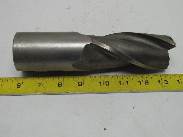 Weldon 2" Right Hand 4 Flute HSS 4" Cut End Mill 2" Straight Shank 7-5/8" OAL