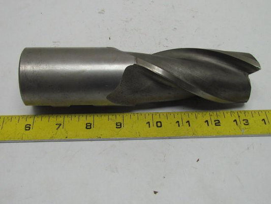Weldon 2" Right Hand 4 Flute HSS 4" Cut End Mill 2" Straight Shank 7-5/8" OAL