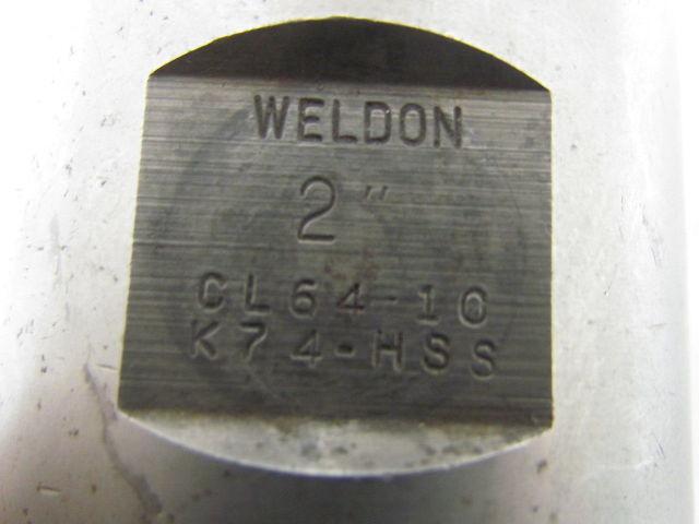 Weldon 2" Right Hand 4 Flute HSS 4" Cut End Mill 2" Straight Shank 7-5/8" OAL