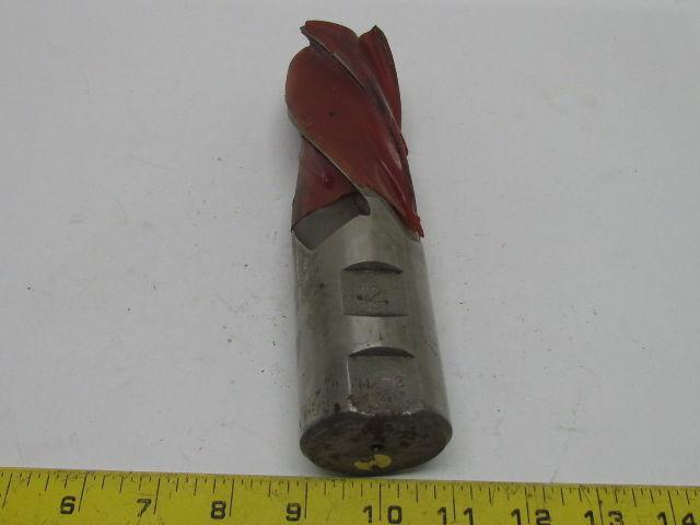 2" Left Hand 4 Flute HSS 4" Cut End Mill 2" Straight Shank Sharpened 7-3/4" OAL