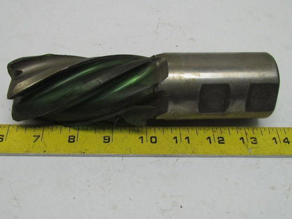 M2 2" Left Hand 6 Flute HSS 4" Cut End Mill 2" Straight Shank Sharpened
