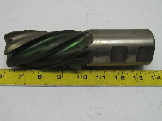 M2 2" Left Hand 6 Flute HSS 4" Cut End Mill 2" Straight Shank Sharpened