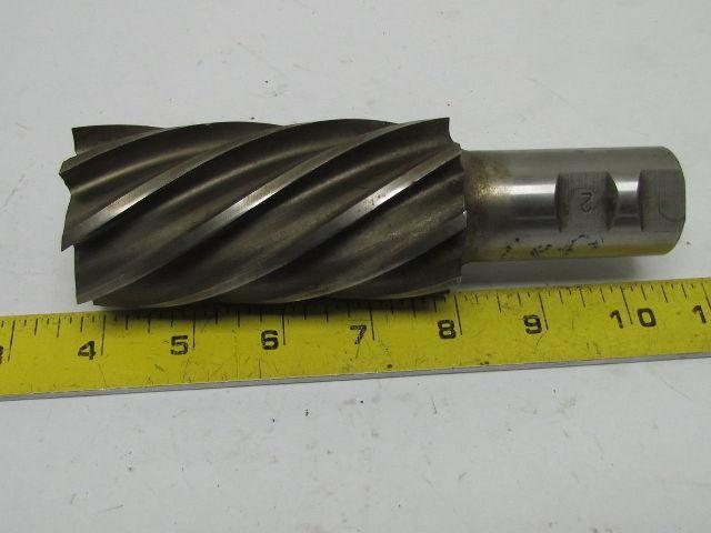 Cleveland 2"Left Hand 8 Flute HSS 4"Cut End Mill 1-1/4"Straight Shank 6-1/2" OAL