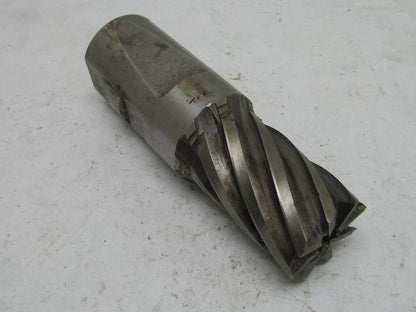 TM-370 I-3 2" Right Hand 8 Flute HSS 3"Cut End Mill 2" Straight Shank 6-1/4" OAL