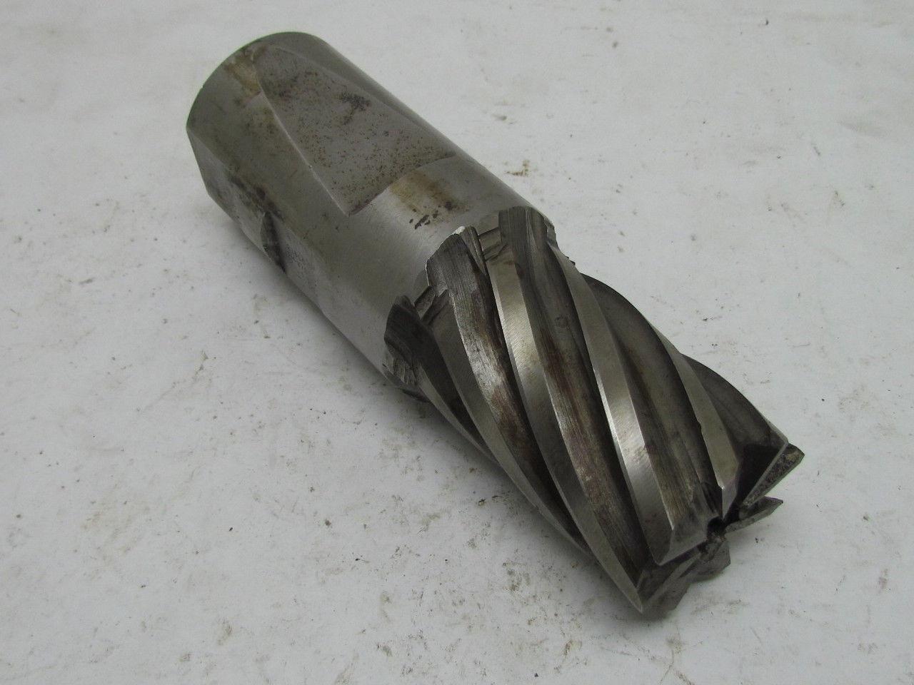 TM-370 I-3 2" Right Hand 8 Flute HSS 3"Cut End Mill 2" Straight Shank 6-1/4" OAL