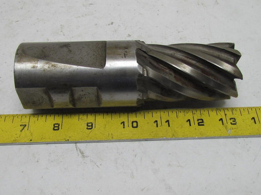 TM-370 I-3 2" Right Hand 8 Flute HSS 3"Cut End Mill 2" Straight Shank 6-1/4" OAL