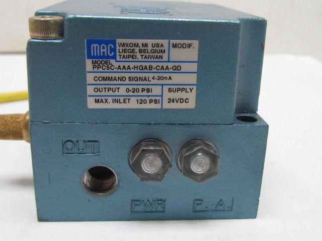 MAC PPC5C-AAA-HGAB Analong Pressure Proportional Valve 1/8" NPT  20 PSI 24VDC