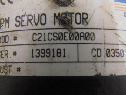 CMC Cleveland Motion Controls C21CS0E00A00 PM Servo Motor Ser No. 1399181 CD0350