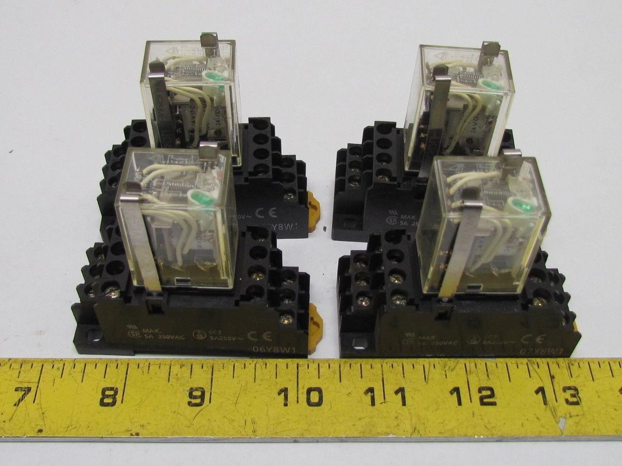 Omron MY4ZN 24VDC Relay w/Safty Clips On No O6Y8W1 Base Lots of 4