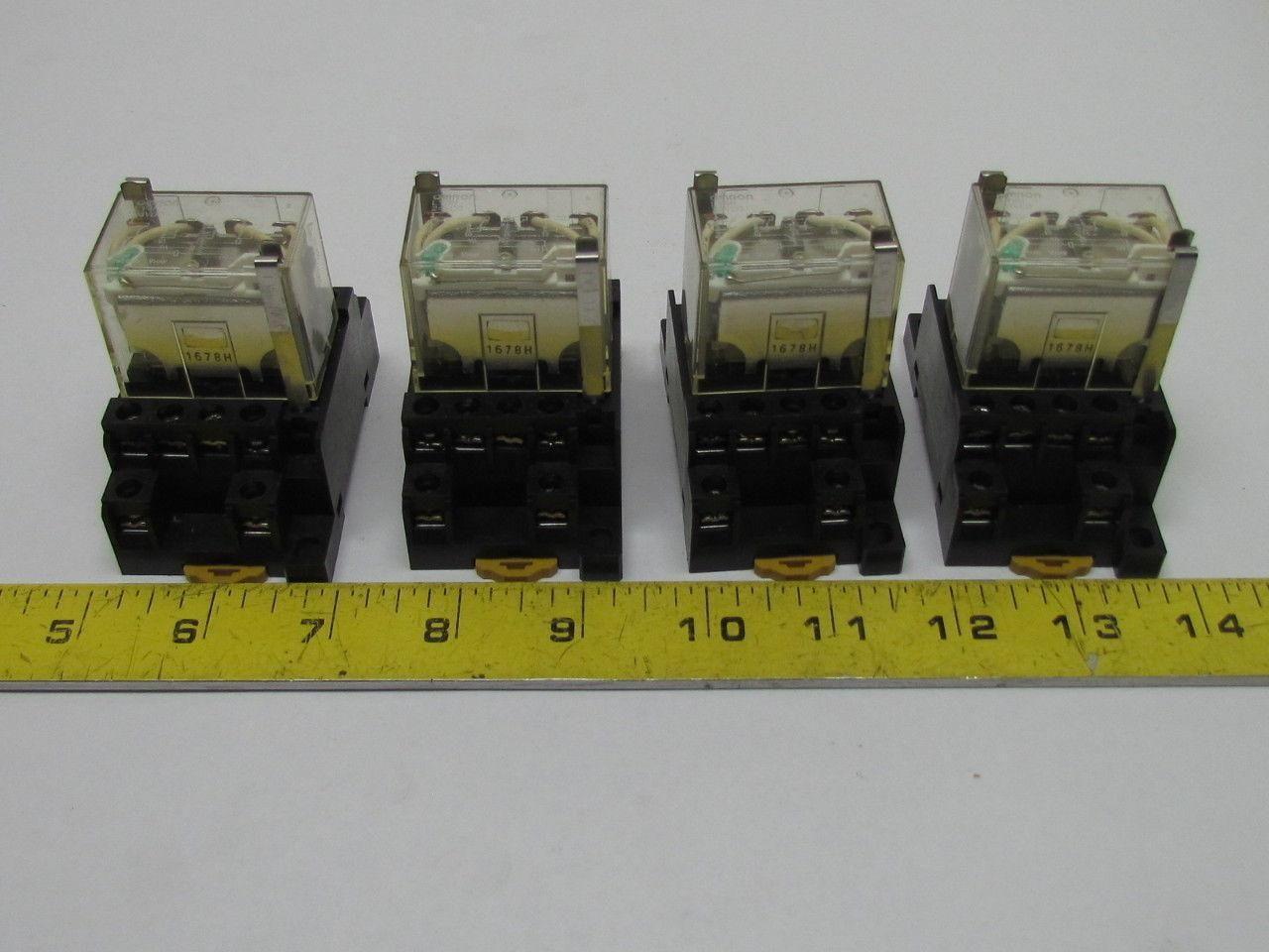Omron LY4N 24VDC 14 Pin Relay w/Safty Clips On No 1078HP Base Lots of 4