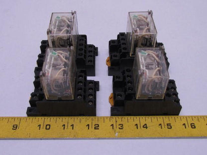 Omron LY4N 24VDC 14 Pin Relay w/Safty Clips On No 1078HP Base Lots of 4