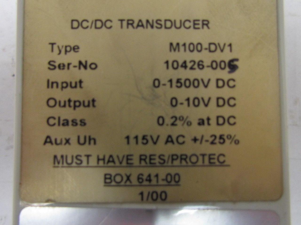 M100-DV1 DC/DC Transducer w/Matching Protective-Resistor IP 0-1500VDC OP 0-10VDC