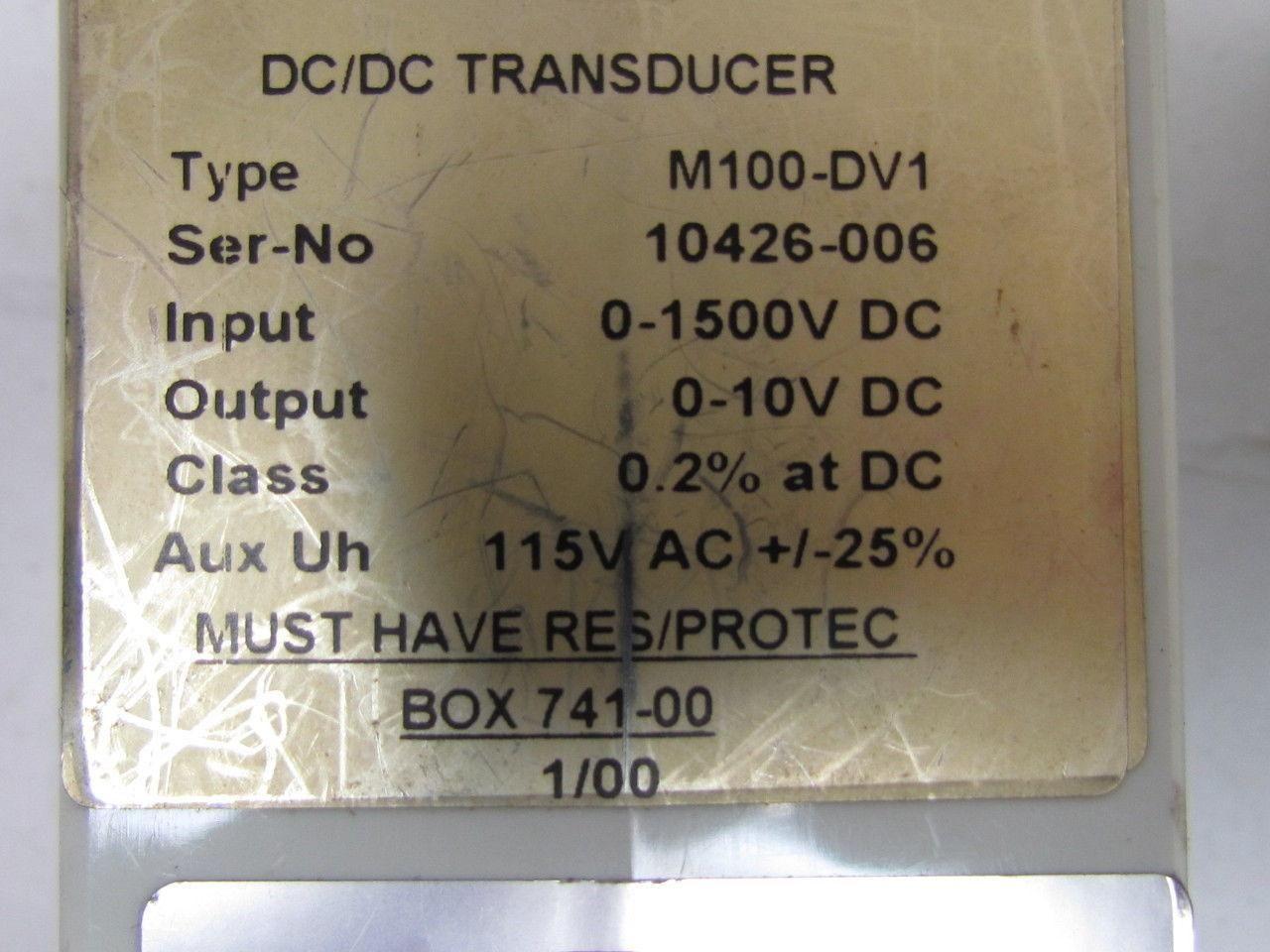 M100-DV1 DC/DC Transducer w/Matching Protective-Resistor IP 0-1500VDC OP 0-10VDC
