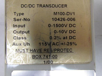 M100-DV1 DC/DC Transducer w/Matching Protective-Resistor IP 0-1500VDC OP 0-10VDC