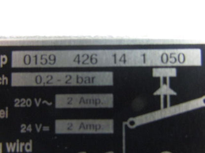 Fuco 0159-426-14-1-050 Diaphragm Piston Pressure Switch 220V 2 A24V 2A 0.2-2 Bar