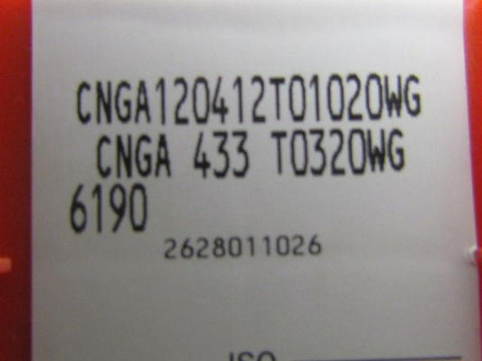 CNGA120412T01020WG CNGA 433 T0320WG 6190 Carbide Insert Grade 6190 Box of 10pcs