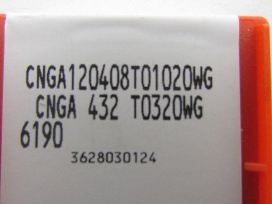CNGA120408T01020WG CNGA432T0320WG 6190 Carbide Insert Grade 6190 Box of 10pcs