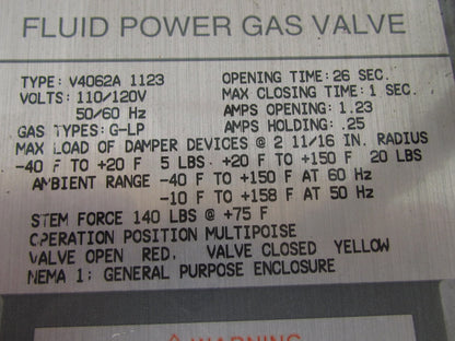 Honeywell V4062A 1123 V5055B Hi-Lo-Off Fluid Power 2"NPT Gas Valve Actuator