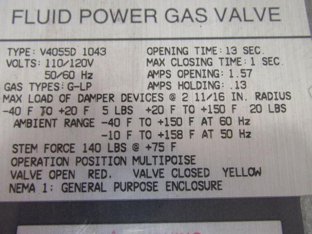 Honeywell V4O55D 1043 V50555B On-Off Fluid Power 2"NPT Gas Valve Actuator