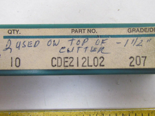 Ingersoll CDE212L02 207 Carbide Insert Grade 207 Box of 9pcs