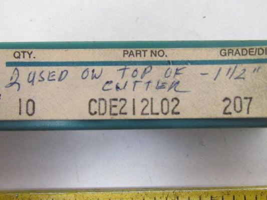 Ingersoll CDE212L02 207 Carbide Insert Grade 207 Box of 9pcs