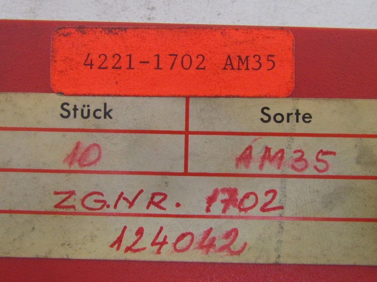 Arno 4221-1702 AM35 ZG.NR.1702 124042 Carbide Insert AM35 Box of 10pcs