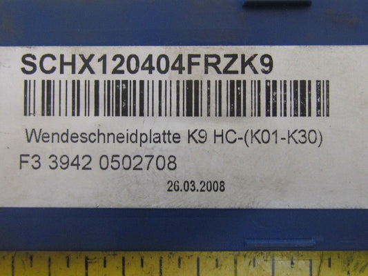 H.Bilz SCHX120404FRZK9 K9 HC-K01-K30 Carbide Insert K9 Box of 10pcs