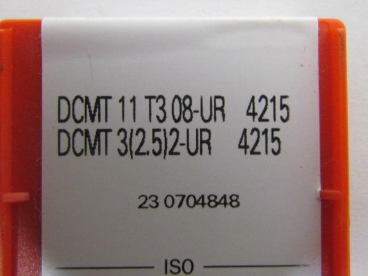 DCMT 11 T3 08-UR 4215 DCMT 3 2.5 2-UR Carbide Insert Grade 4215 Box of 10pcs
