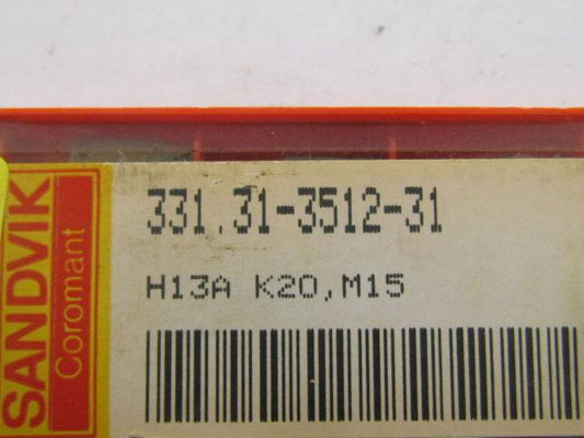 Sandvik Coromant 331.31-3512-31 K20 M15 Carbide Insert Grade H13A Box of 10pcs