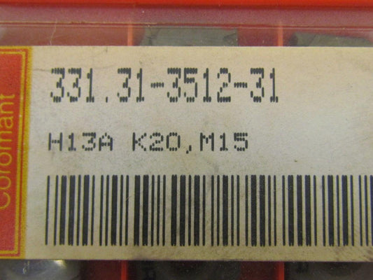 Sandvik 331.31-3512-31 H13A K20 M15 Carbide Inserts Grade H13A Box of 9pcs