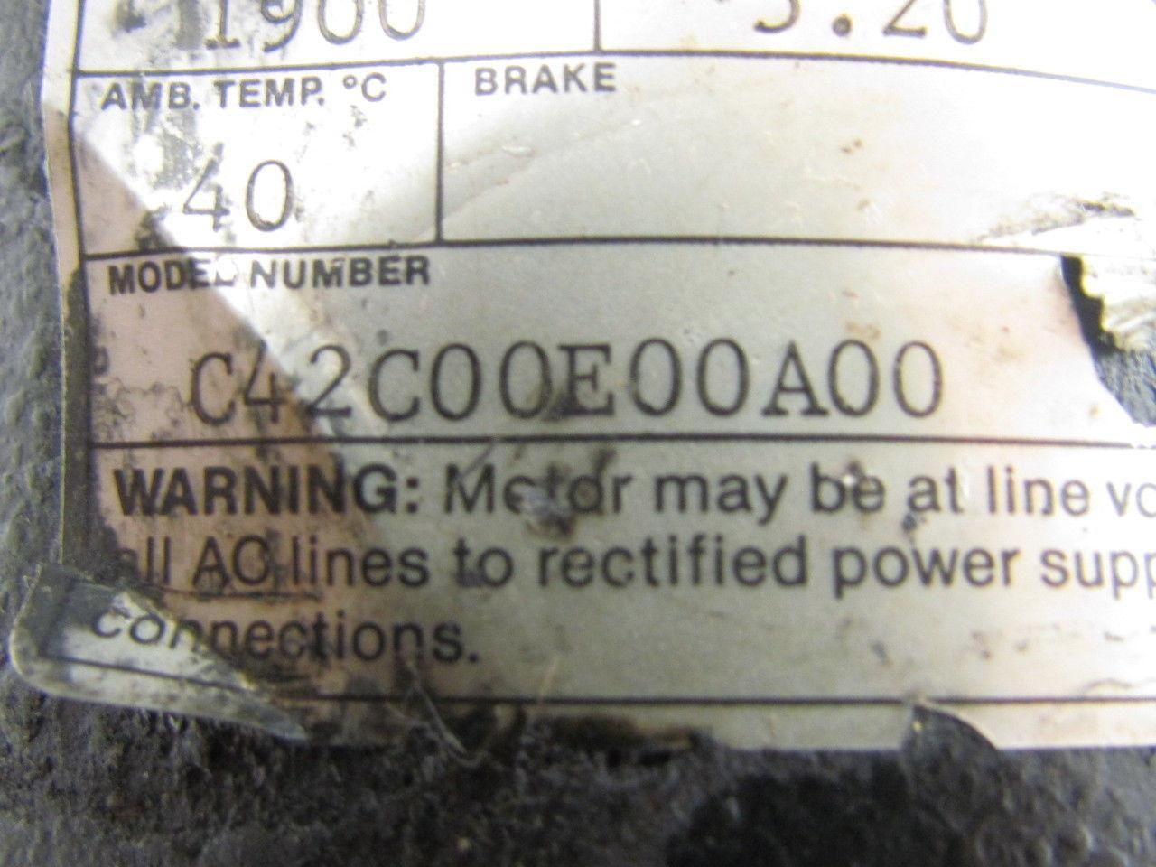 Cleveland C42C00E00A00 Permanent magnet Servo Motor 60 Lbs/In 115V 1900RPM