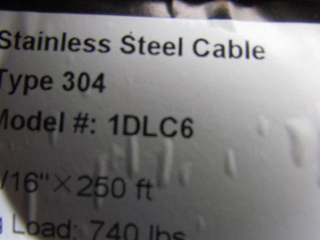 Dayton 1DLC6 Stainless Steel Cable 3/16" Dia 250' Roll Type 304 740Lb Capacity