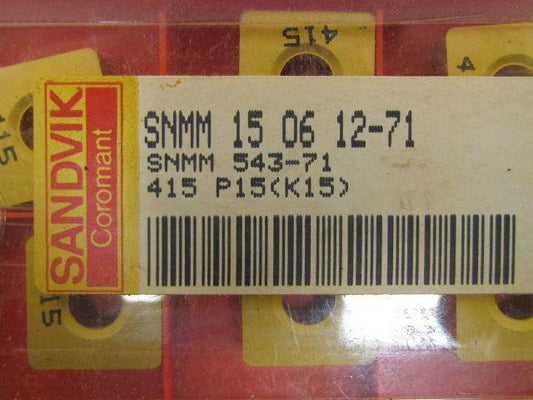 Sandvik Coromant SNMM 15 06 12-71 SNMM 543-71 Carbide Insert Grade 415 Box of 10