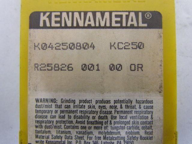 Kennametal K04250804 R25826 001 00 OR Carbide Insert Grade KC250 Box of 10pcs
