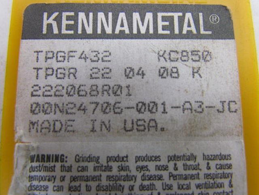 Kennametal TPGF432 KC850 TPGR 22 04 08K Carbide Insert Grade KC850 Box of 10pcs