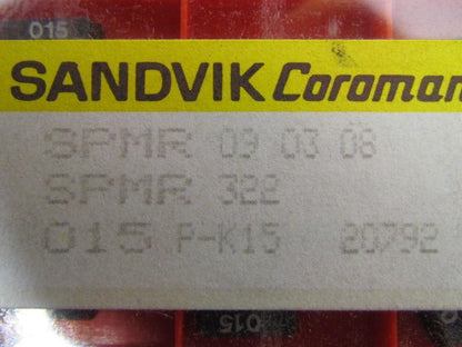 Sandvik SPMR 09 03 08 SPMR 322 Carbide Insert Grade 015 P-K15 P15 Box of 10pcs