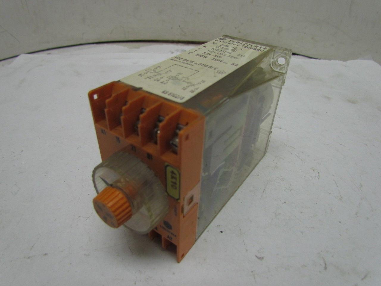 Schleicher Mikrolais SZB 52-S On-Delay Timer Relay 3Sec-60Hrs 110-115V