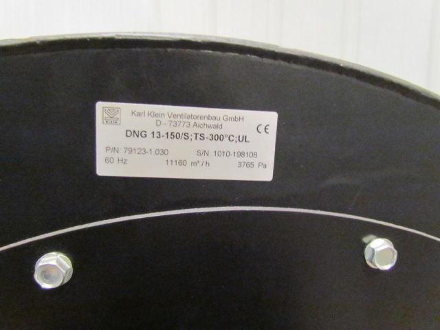 Karl Klein DNG 13-150S Low-Pressure High Performance Fan 10HP 394112 CF/Hr 15"SP